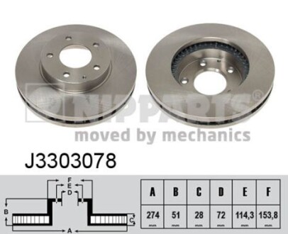 Диск гальмівний NIPPARTS J3303078