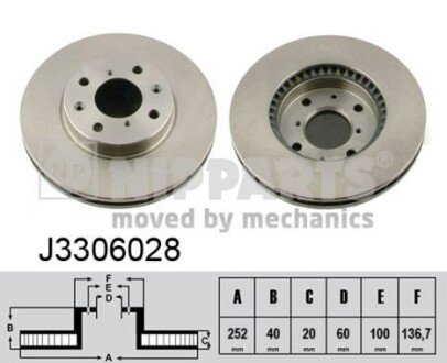 Гальмівний диск NIPPARTS J3306028