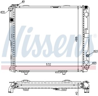 Радиатор охлаждения MERCEDES E-CLASS W 124 (84-) (выр-во) NISSENS 62696A (фото 1)