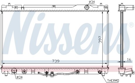 Радиатор охлаждения TOYOTA CAMRY (01-) 3.0i AT (выр-во) NISSENS 64633