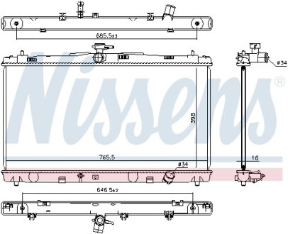 Радиатор охлаждения TOYOTA CAMRY (XV5) (11-) 2.5 i 16V(выр-во) NISSENS 646869