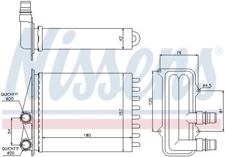 Радіатор обігрівача RENAULT TRAFIC II (01-) 1.9 dCi NISSENS 73468 (фото 1)