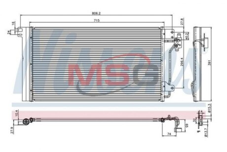 Конденсатор кондиціонера VOLKSWAGEN T5 (7H, 7E) (03-) NISSENS 94604