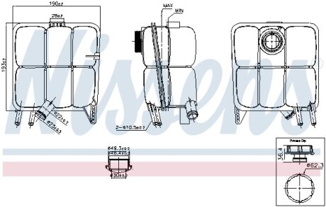 Бачок расширительный с крышкой FORD C-MAX (CB7, CEU) (10-) 2.0 TDCi (выр-во) NISSENS 996123