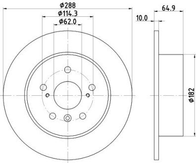 Диск гальмівний задний Toyota Camry 2.0, 2.4, 3.0 (93-06) NISSHINBO ND1001K