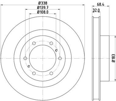 Диск гальмівний передній Lexus GX 460 (09-)/ Toyota Land Cruiser 150 2.7, 3.0, 4.0 (10-) NISSHINBO ND1058K