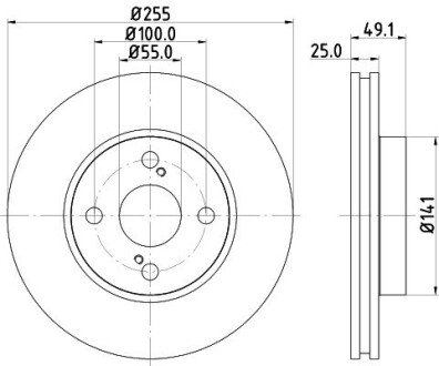 Диск тормозной передний Toyota Corolla, Prius 1.6, 1.5 (02-07) NISSHINBO ND1083K