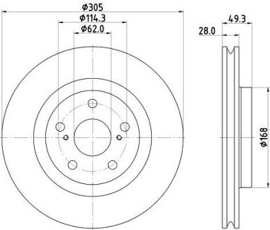 Диск гальмівний передній Toyota Camry (V7) (17-), RAV 4V (_A5) (18-) NISSHINBO ND1128K