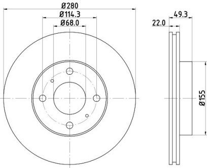 Диск гальмівний передній Nissan Almera 1.5, 1.8, 2.2 (00-), Primera 1.6, 1.8, 2.0 (96-02) NISSHINBO ND2023K (фото 1)