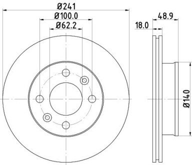 Диск гальмівний передний Hyundai i10/Kia Picanto 1.0, 1.1, 1.2 (11-) NISSHINBO ND6018K