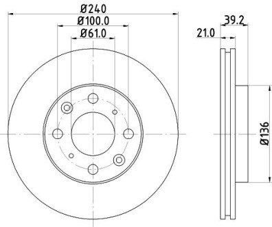 Диск гальмівний передний Honda Jazz 1.2, 1.3, 1.5 (02-08) NISSHINBO ND8022