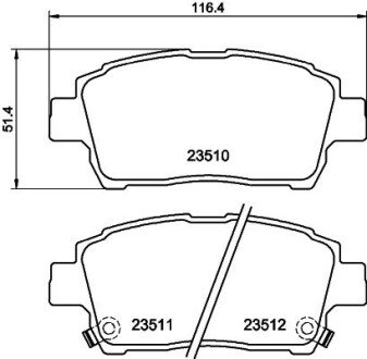 Колодки гальмівні дискові передні Toyota Corolla 1.4, 1.8 (01-07),Prius Hybrid 1.5 (03-09) NISSHINBO NP1005 (фото 1)