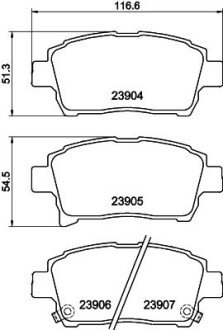 Колодки гальмівні дискові передні Toyota Corolla 1.5, 1.8 (02-07),Yaris 1.0, 1.3, 1.5, 1.8 (99-05) NISSHINBO NP1054 (фото 1)