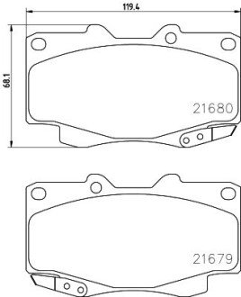 Колодки гальмівні дискові передні Toyota Hilux III, Fortuner 2.5, 3.0, 4.0 (05-) NISSHINBO NP1075