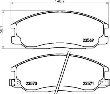 Колодки гальмівні дискові передние Hyundai Santa Fe 01-06)/Ssang Yong Actyon, Kyron, Rexton 2.0, 2.4, 2.7 (05-) NISSHINBO NP6007