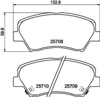 Колодки тормозные дисковые передние Hyundai Accent, i20, Elantra/Kia Rio III 1.4, 1.6, 1.8 (11-) NISSHINBO NP6015