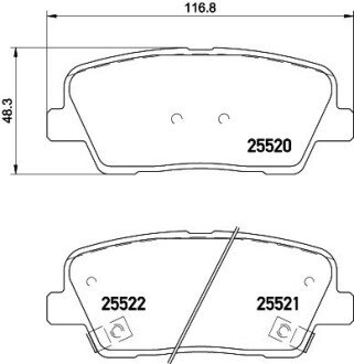 Колодки гальмівні дискові задні Hyundai Santa Fe/Kia Sorento 2.0, 2.2, 2.4 (09-) NISSHINBO NP6042