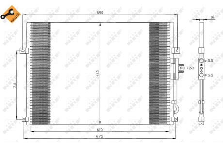 Конденсатор кондиционера JEEP Grand Cherokee 2.7D 99- (выр-во) NRF 35275