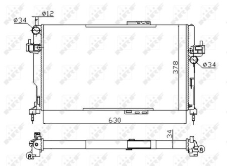 Радіатор охолодження двигуна OPEL VAUXHALL Combo 01- NRF 58282A