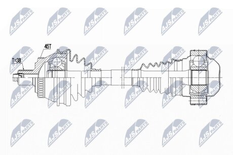 Приводной вал audi a4 b6/3.2 quattro 00-, NTY NPW-AU-048