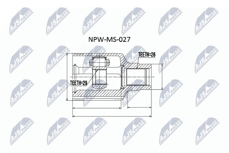 Внутренний шрус mitsubishi outlander 4wd cu2 0206 л mn156833 NTY NPW-MS-027