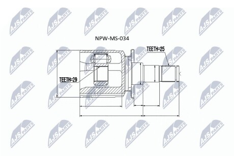 Lander 4wd шрус левый, правый митцубиши аутландер 4wd mn156836 NTY NPW-MS-034