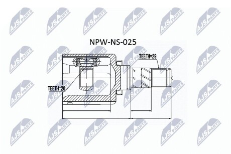 Nissan x-trail t30 шрус левый нисан икс-трейл t30 39101-8h315 NTY NPW-NS-025