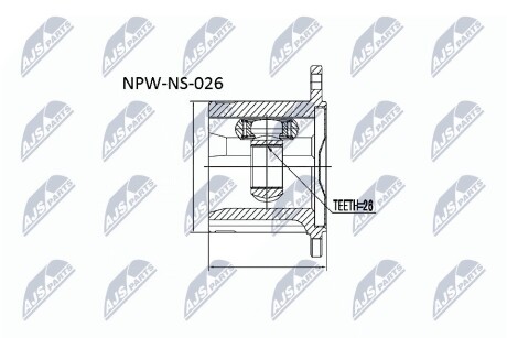 Внутренний шрус nissan xtrail t30 0006 передний,391008h615 NTY NPW-NS-026