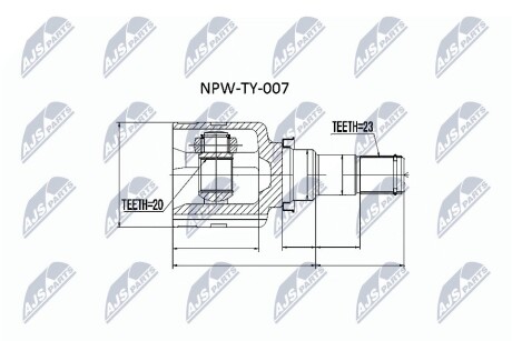 Внутренний шрус Toyota yaris 1.3 (fr,044370d050 NTY NPW-TY-007