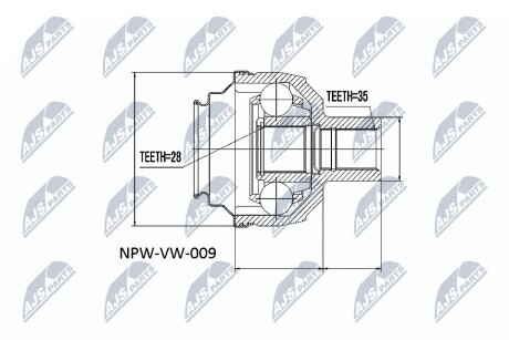 Внутренний шрус vw sharan 00 seat alhambra 00,7m3498103 NTY NPW-VW-009