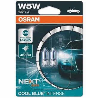 Лампа допоміжн. освітлення W5W 12V 5W W2.1x9.5d COOL BLUE Intense (2 шт) blister OSRAM 2825CBN-02B