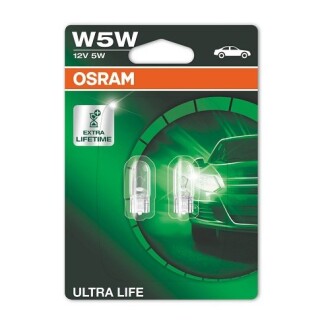 Лампа розжарювання W5W 12V 5W W2,1x9,5d Ultra Life (компл.) OSRAM 2825ULT02B