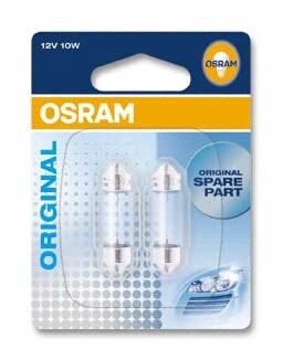 Лампа софітна допоможе. освітлення C10W 12V 10W SV8.5-8 (2 шт) blister OSRAM 641102B