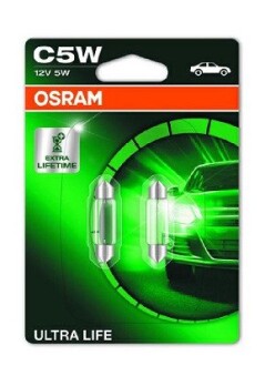 Лампа допоміжн. освітлення C5W 12V 5W SV8.5-8.5 Ultra Life blister OSRAM 6418ULT-02B