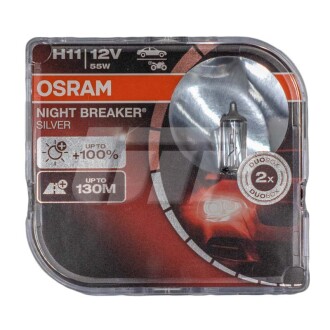 Лампа фарна H11 12V 55W PGJ19-2 NIGHT BREAKER SILVER (+100) компл. OSRAM 64211NBS-HCB