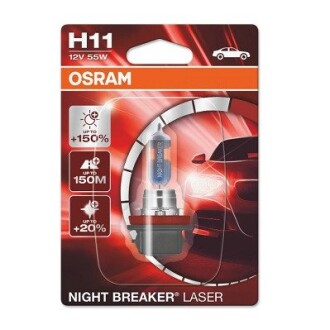 Лампа фарна H11 12V 55W PGJ19-2 NIGHT BREAKER LASER next generation (+150)blister OSRAM 64211NL-01B