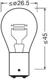 Лампа допоміжн. освітлення Р21/4W 12V 21/4W ВАZ15d (2 шт) blister OSRAM 7225-02B