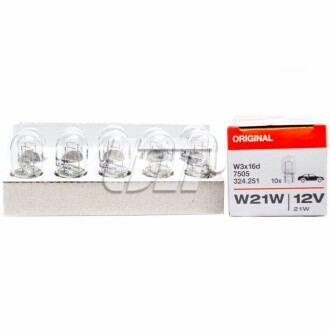 Лампа допоміжн. освітлення 12V 21W W3x16d OSRAM 7505