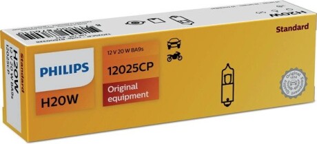 Лампа розжарювання H20W 12V 20W BA9s STANDARD PHILIPS 12025CP