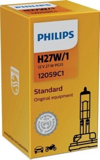 Лампа розжарювання H27W/1 12V 27W PG13 PHILIPS 12059C1