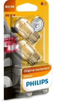 Лампа розжарювання W21/5W 12V W3x16q 2шт bliste VISION PHILIPS 12066B2