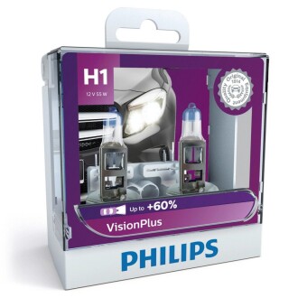 Лампа розжарювання H1VisionPlus12V 55W P14,5s PHILIPS 12258VPS2