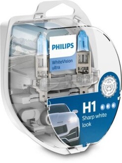 Лампа розжарювання H1 + W5W WhiteVision ultra 12V 55W P14,5s (+60) (3700K) компл. PHILIPS 12258WVUSM