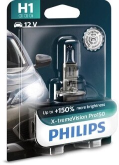 Лампа розжарювання H1 X-tremeVision Pro150 (+150) 12V 55W P14,5s PHILIPS 12258XVPB1