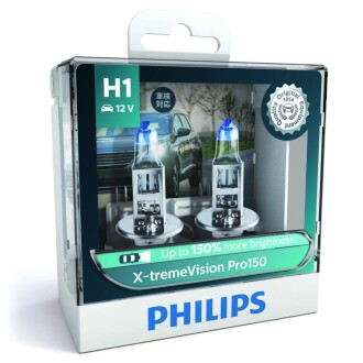 Лампа розжарювання H1 X-tremeVision Pro150 (+150) 12V 55W P14,5s (комплект) PHILIPS 12258XVPS2