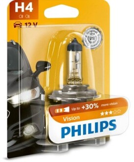 Автолампа Vision H4 P43t-38 55 W 60 W прозрачная PHILIPS 12342PRB1