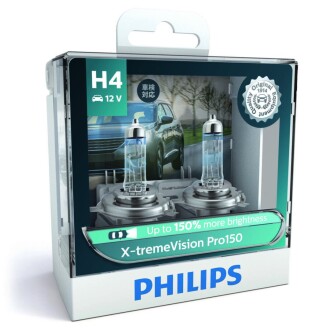 Лампа розжарювання H4 X-tremeVision Pro150 +150 12V 60/55W P43t-38 (комплект) PHILIPS 12342XVPS2