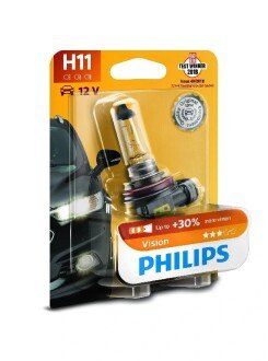 Лампа розжарювання H11 12V 55W PGJ19-2 Vision +30 1шт blister PHILIPS 12362PRB1