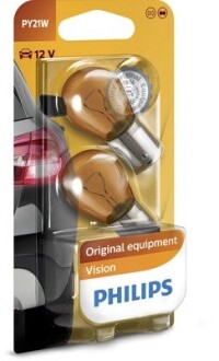 Лампа розжарювання PY21W 12V 21W BAU15s 2шт blister PHILIPS 12496NAB2