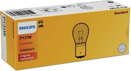 Лампа розжарювання PY21W 12V 21W BAU15s STANDARD PHILIPS 12496NACP